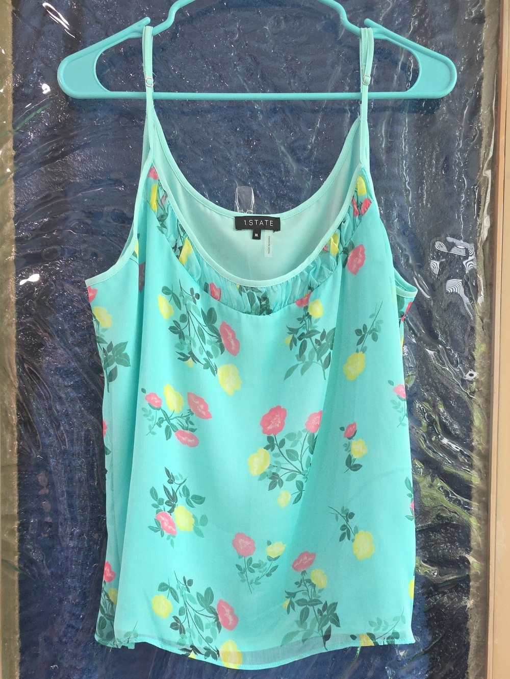 STATE Mint Floral Spaghetti-Strap Cami - NWOT